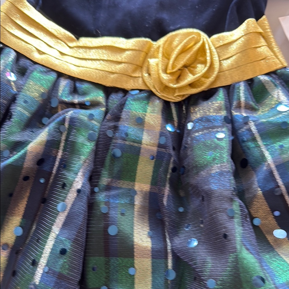 Bonnie Jean Navy Velvet green plaid little girls dress sz 2T - Picture 7 of 9